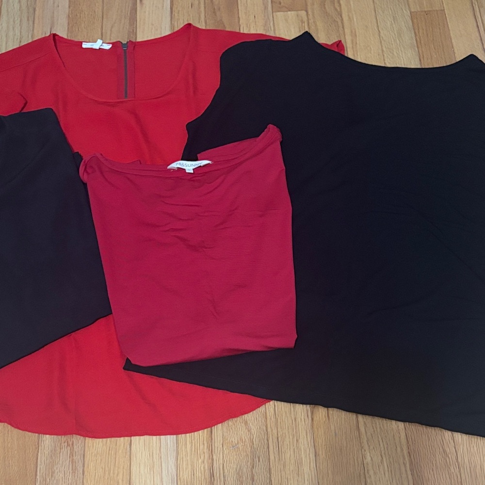 Elegant Red and Black Women's Tops